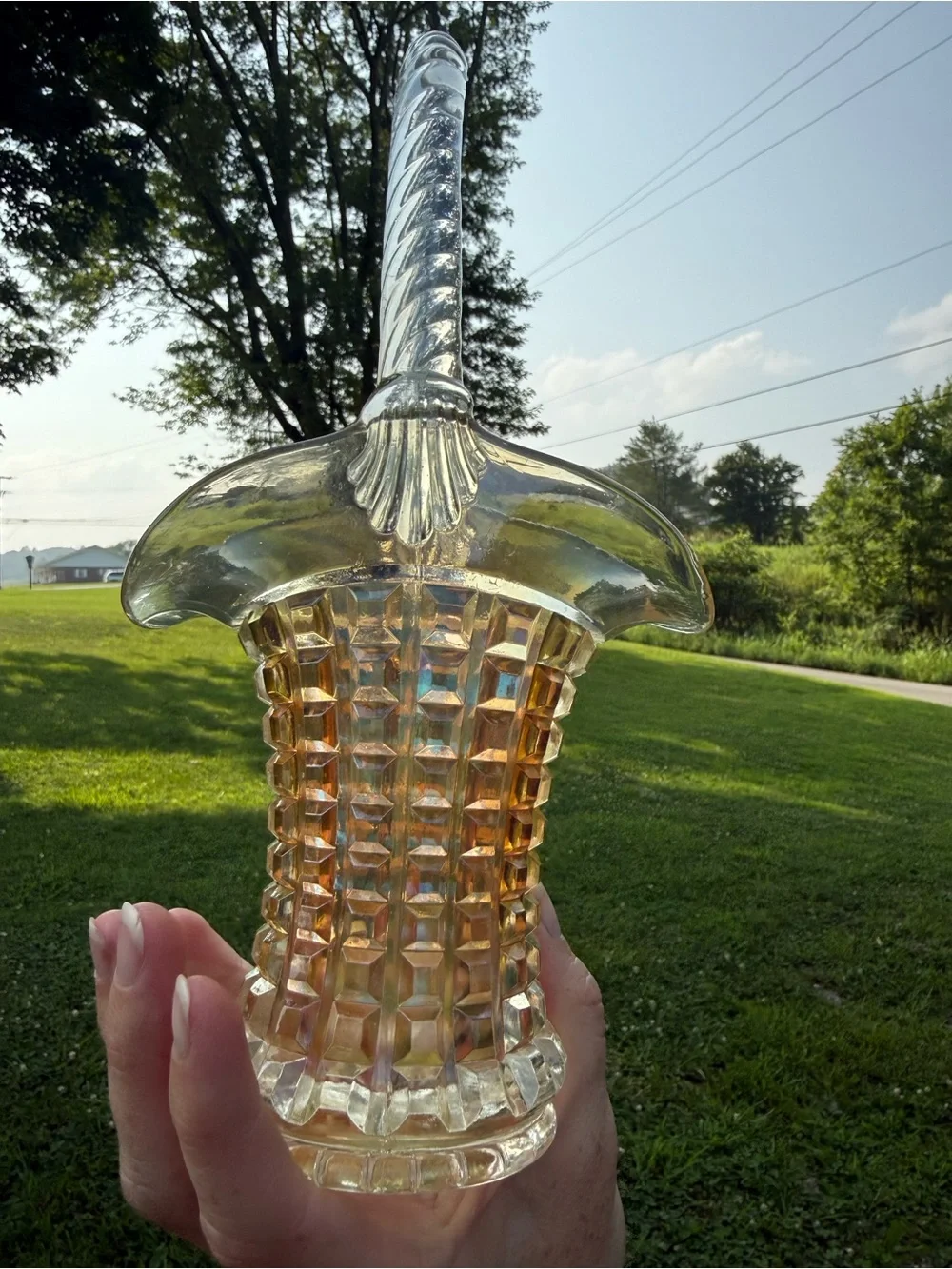 vintage Imperial Glass basket in the 